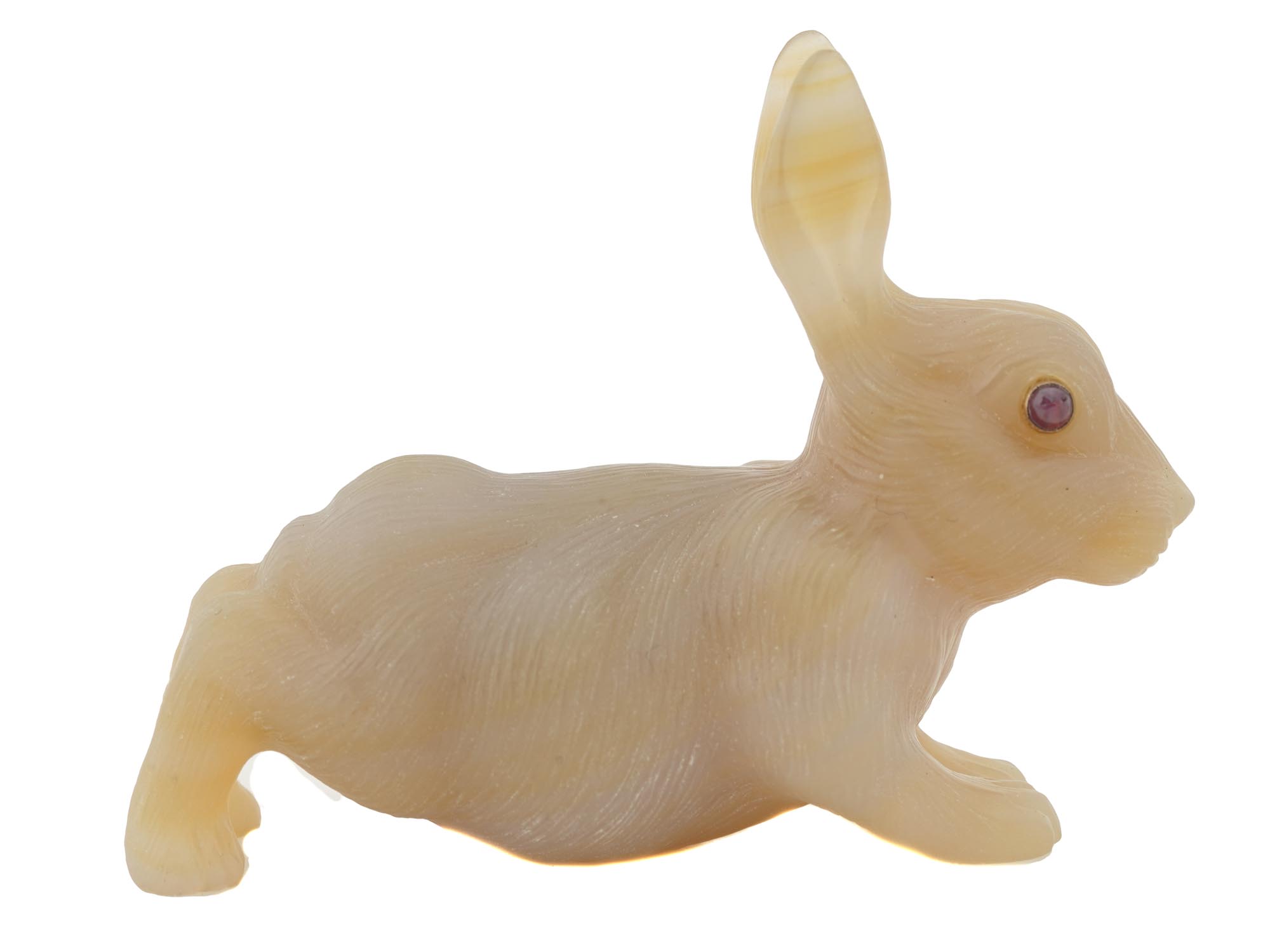 RUSSIAN CARVED AGATE RUBY STONE EYES RABBIT PIC-3